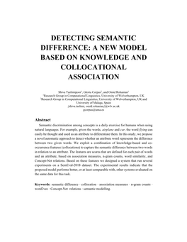 Detecting Semantic Difference: a New Model Based on Knowledge and Collocational Association