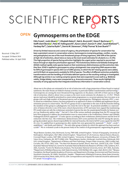 Gymnosperms on the EDGE Félix Forest1, Justin Moat 1,2, Elisabeth Baloch1, Neil A