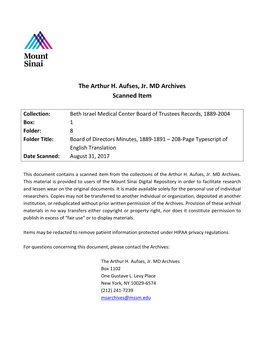 The Arthur H. Aufses, Jr. MD Archives Scanned Item