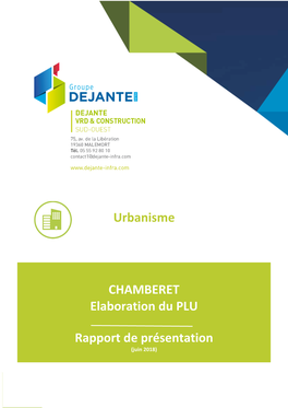 Urbanisme CHAMBERET Elaboration Du PLU Rapport De Présentation