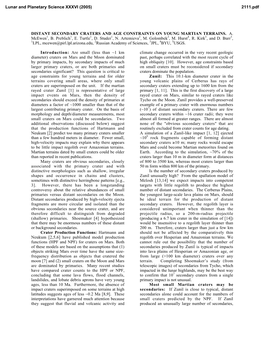 Distant Secondary Craters and Age Constraints on Young Martian Terrains