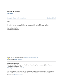 Boxing Men: Ideas of Race, Masculinity, and Nationalism