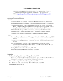 Professor Sayre's CV