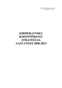 Kirderanniku Koostöökogu Strateegia Aastateks 2008-2013