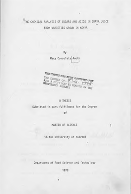 The Chemical Analysis of Sugars and Acids in Guava Juice from Varieties