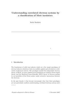 Understanding Correlated Electron Systems by a Classification of Mott