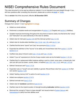 NISEI Comprehensive Rules Document This Rules Document Is to Be Used As Reference Material
