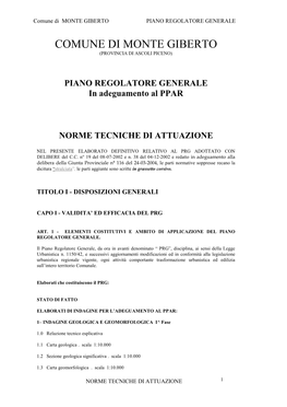 Comune Di MONTE GIBERTO PIANO REGOLATORE GENERALE