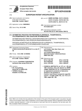 European Patent Office Office Europeenpeen Des Brevets EP 0 674 618 B1