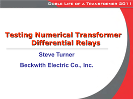 Testing Numerical Transformer Differential Relays