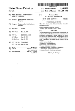 |||||||||||III USOO565932A United States Patent (19) 11 Patent Number: 5,165,932 Horvath 45 Date of Patent: Nov