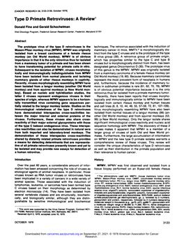 Type D Primate Retroviruses: a Review1