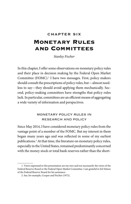 Monetary Rules and Committees Stanley Fischer