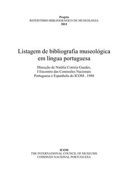 Listagem De Bibliografia Museológica Em Língua Portuguesa