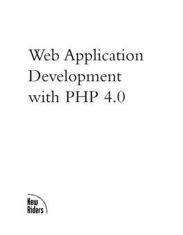 Web Application Development with PHP 4.0 00 9971 FM 6/16/00 7:24 AM Page Ii