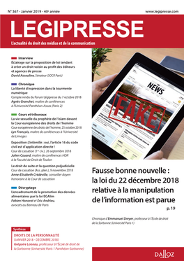 Fausse Bonne Nouvelle : La Loi Du 22 Décembre 2018