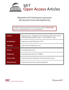 Regulation of X-Linked Gene Expression During Early Mouse Development By