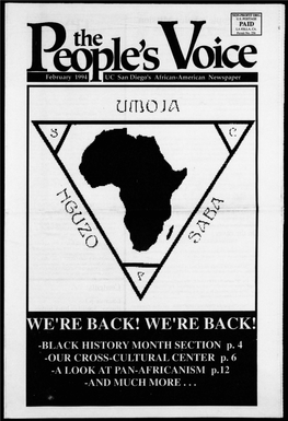 PAID February 1994 UC San Diego's African-American Newspaper