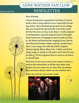 Gene Watson Fan Club Newsletter