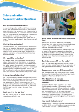 Chloramination Frequently Asked Questions