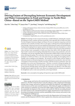 Driving Factors of Decoupling Between Economic Development and Water Consumption in Food and Energy in North-West China—Based on the Tapio-LMDI Method