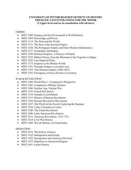 See the Thematic Concentrations for the Minor