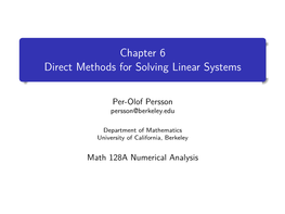 Chapter 6 Direct Methods for Solving Linear Systems
