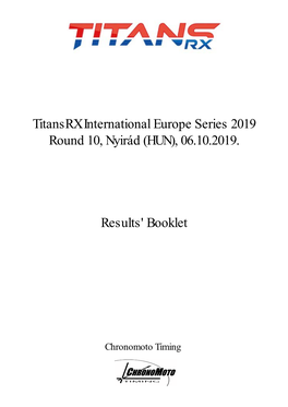 Titansrx International Europe Series 2019 Round 10, Nyirád (HUN), 06.10.2019