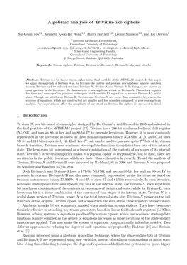 Algebraic Analysis of Trivium-Like Ciphers