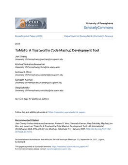 Tomato: a Trustworthy Code Mashup Development Tool