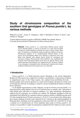 Study of Chromosome Composition of the Southern Ural Genotypes of Prunus Pumila L
