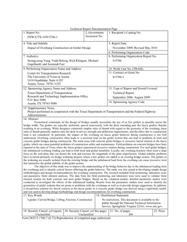 Impact of Overhang Construction on Girder Design November 2009; Revised May 2010 6