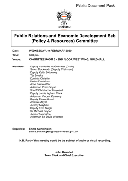 Public Relations and Economic Development Sub (Policy & Resources) Committee