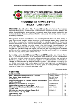 RECORDERS NEWSLETTER ISSUE 6 – October 2008