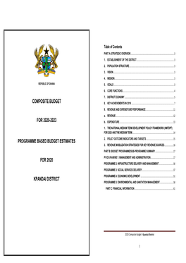 Composite Budget for 2020-2023 Programme Based