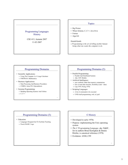 Programming Domains Programming Domains (2)