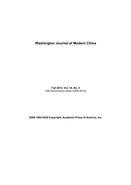 Washington Journal of Modern China