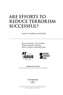 Are Efforts to Reduce Terrorism Successful?