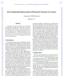 Device-Independent Representation of Photometric Properties of a Camera