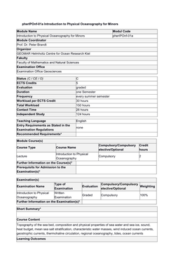 Pheriponf-01A Introduction to Physical Oceanography for Minors Module