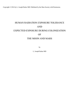 Human Radiation Exposure Tolerance and Expected Exposure During Colonization of the Moon and Mars