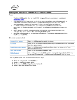 BIOS Update Instructions for Intel® NUC Compute Elements