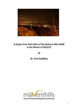 A Study of the Dark Skies of the Malvern Hills AONB in the Winter of 2012/13