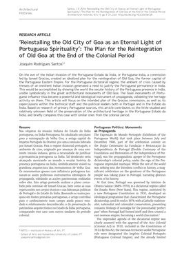 The Plan for the Reintegration of Old Goa at the End of the Colonial Period