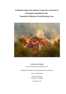 Avifaunal Ecology and Responses to Post-Fire Succession of Buttongrass Moorlands in the Tasmanian Wilderness World Heritage Area