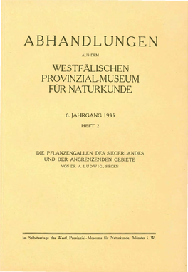 Abhandlungen Aus Dem Westfälischen Provinzial-Museum