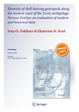 Diversity of Shell-Bearing Gastropods Along the Western Coast of the Arctic Archipelago Novaya Zemlya: an Evaluation of Modern and Historical Data