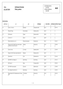 روشک [Fa] Russian Federation Fishery Products [FA] SECTION