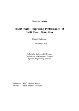 SIMD-Swift: Improving Performance of Swift Fault Detection
