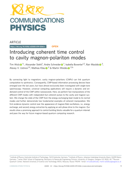 Introducing Coherent Time Control to Cavity Magnon-Polariton Modes